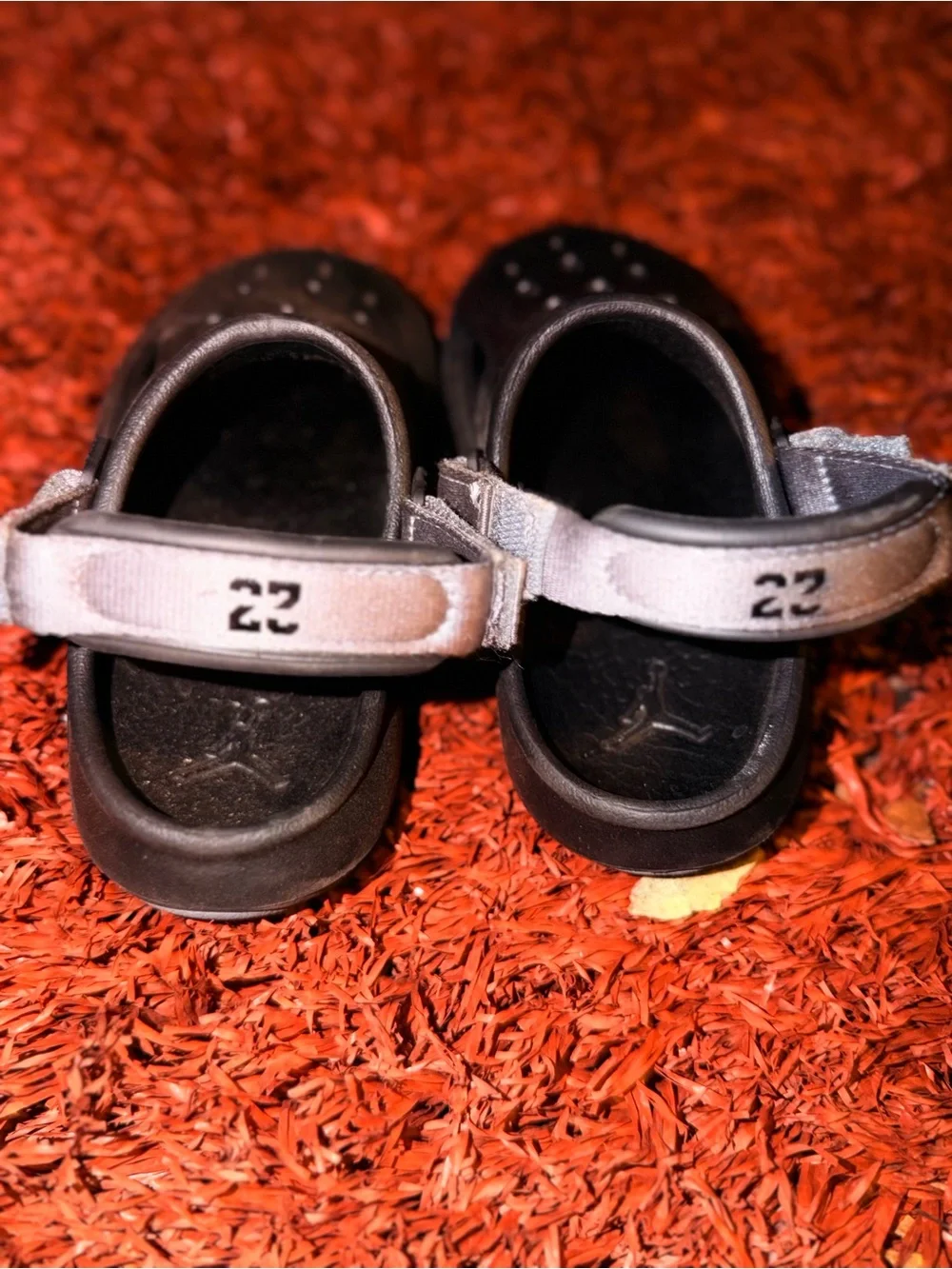 Jordan Kids Black Clog Sandals with Light Gray Heel Strap